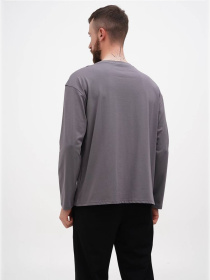 Лонгслив мужской оверсайз серый модель Mn121 Фото