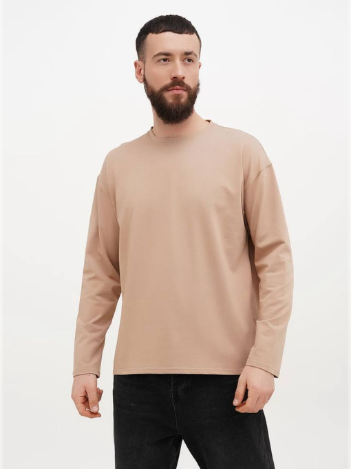 Лонгслив мужской оверсайз бежевый модель Mn123 Фото