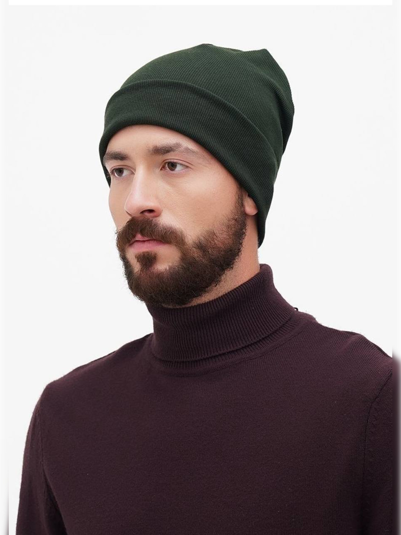 Шапка трикотажна чоловіча зелена модель Mn143 Фото