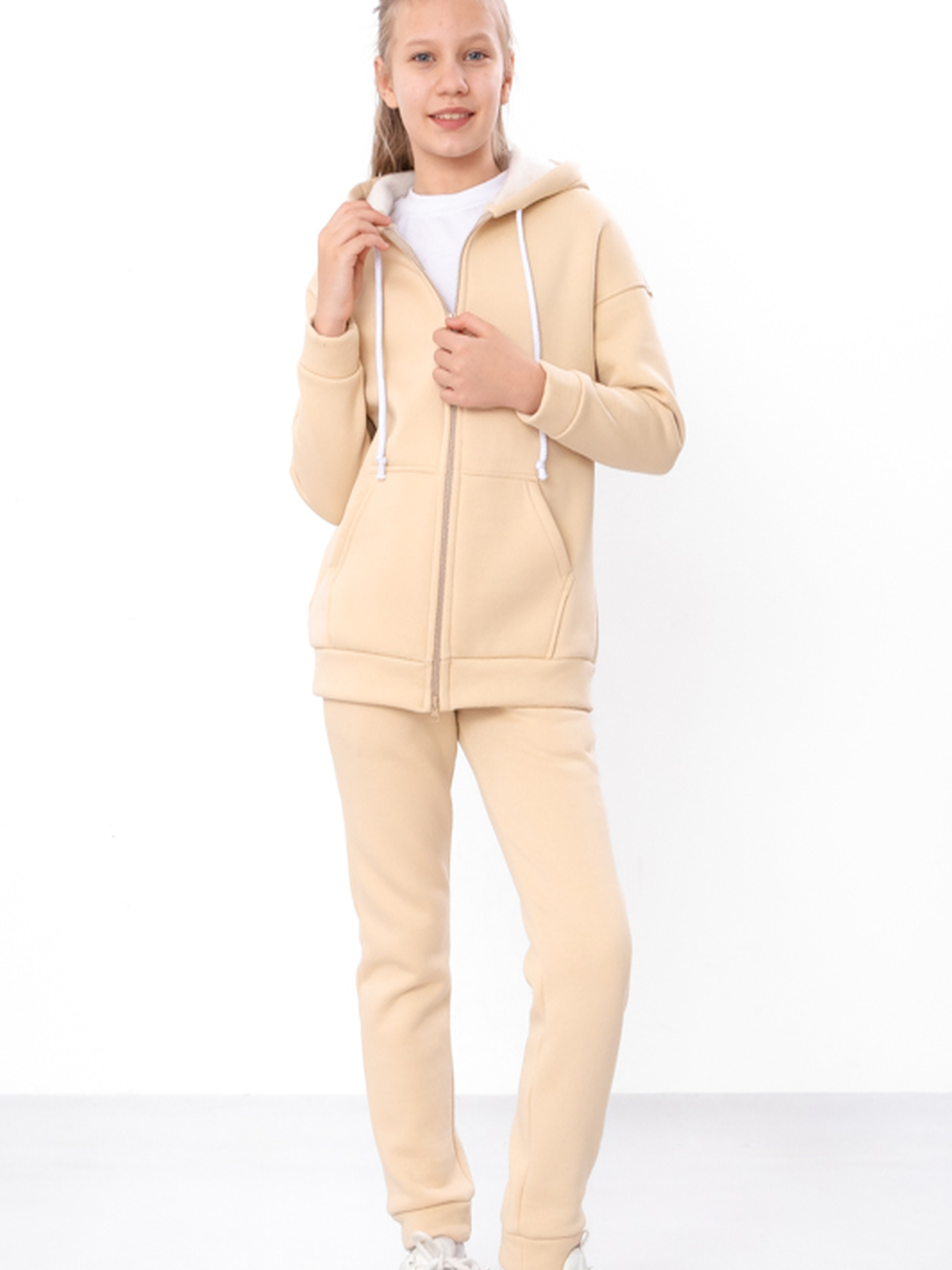 Теплий спортивний костюм для дівчинки: Zip-худі на блискавці та штани, Бежевий Носи Своє (6422-025) модель 6422-025-bezhevo-zhovtij Фото