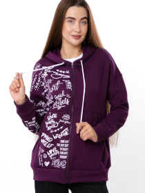 Жіноче тепле zip-худі із принтом-графіті (оверсайз ), Баклажанний Носи Своє (8357-025-33) модель 8357-025-33-baklazhan Фото