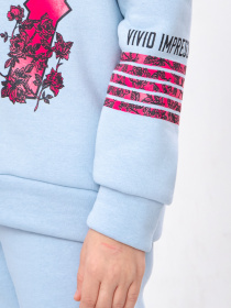 Теплий спортивний костюм для дівчинки з принтом на рукавах, Блакитний Носи Своє (6314-025-33-5) модель 6314-025-33-5-svtlo-blakitnij-07 Фото