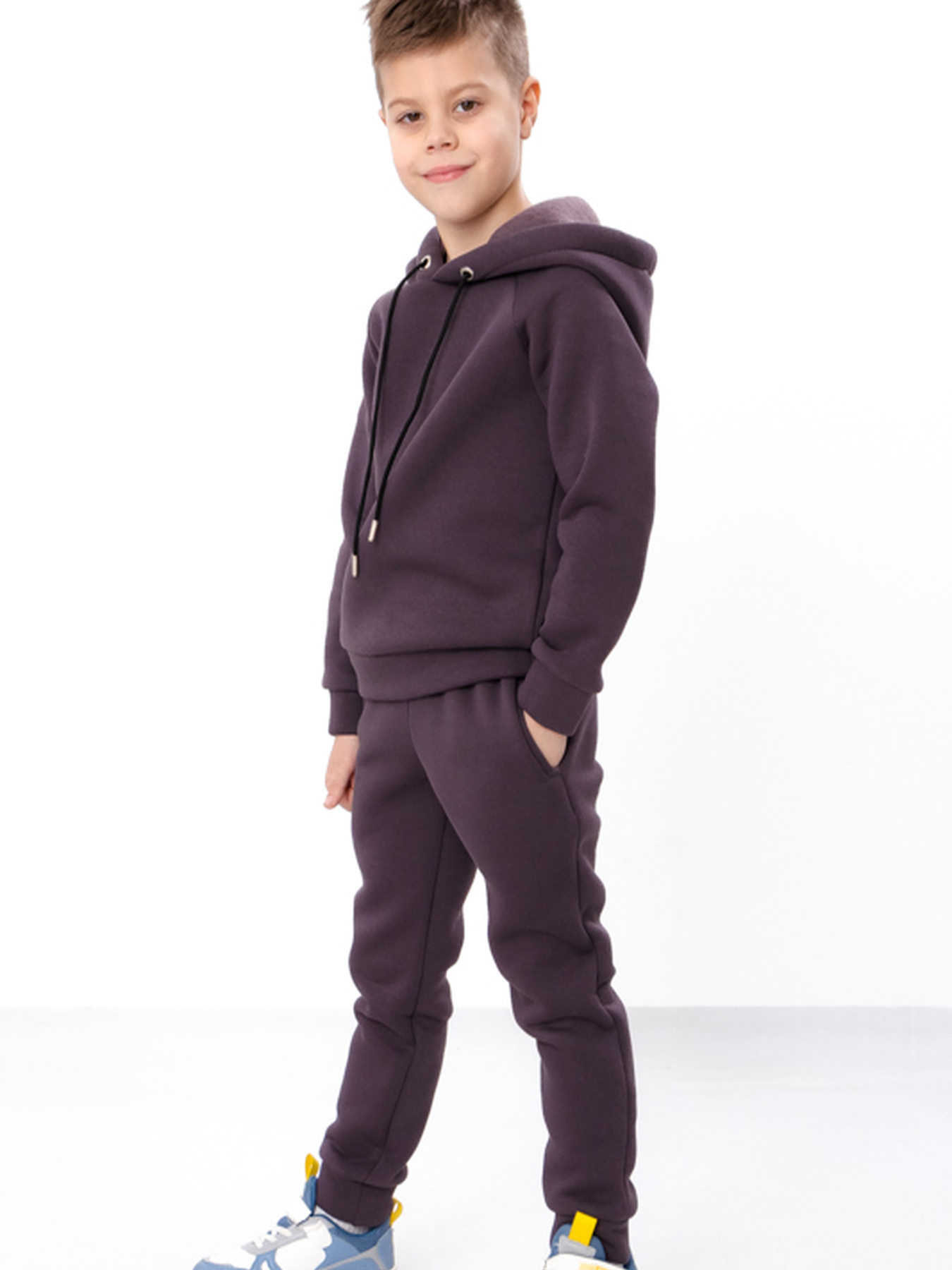 Теплий однотонний костюм для хлопчика: худі та штани, Графітовий Носи Своє (6314-025-4) модель 6314-025-4-nzhir Фото