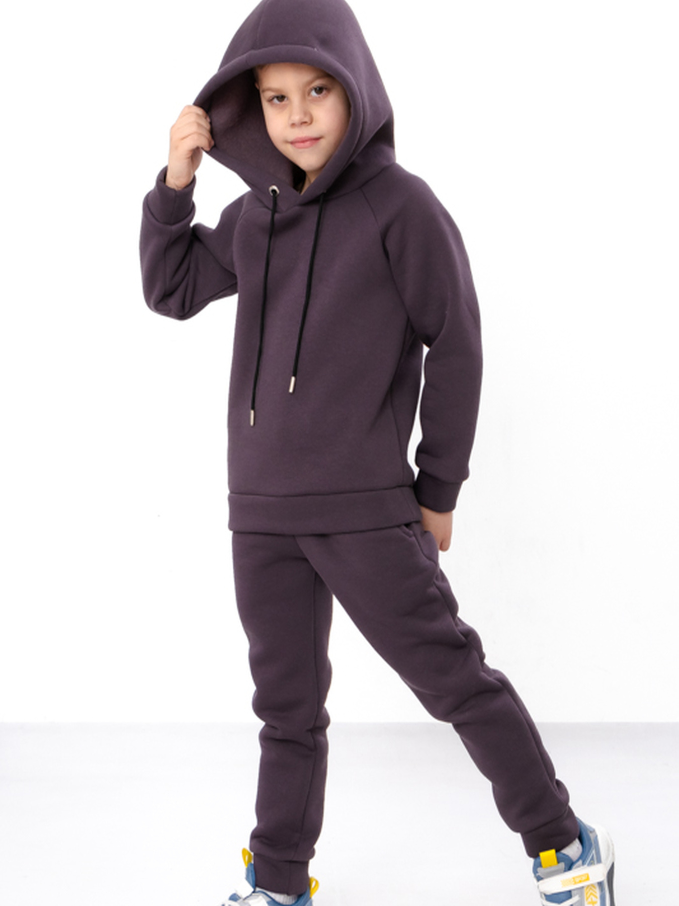 Теплий однотонний костюм для хлопчика: худі та штани, Графітовий Носи Своє (6314-025-4) модель 6314-025-4-nzhir Фото