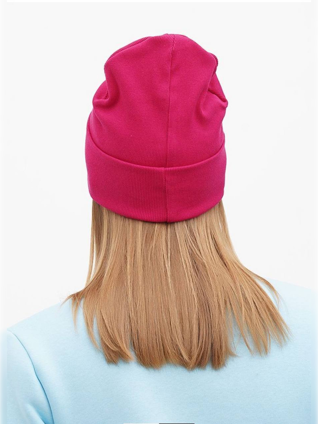 Шапка трикотажна жіноча малинова модель Wn214 Фото