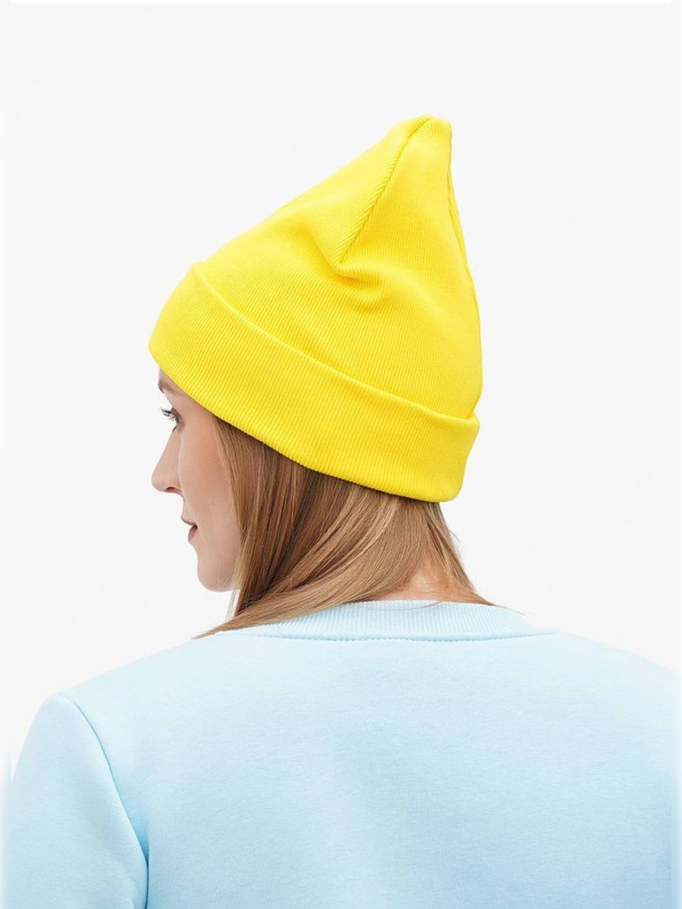 Шапка трикотажна жіноча жовта модель Wn215 Фото
