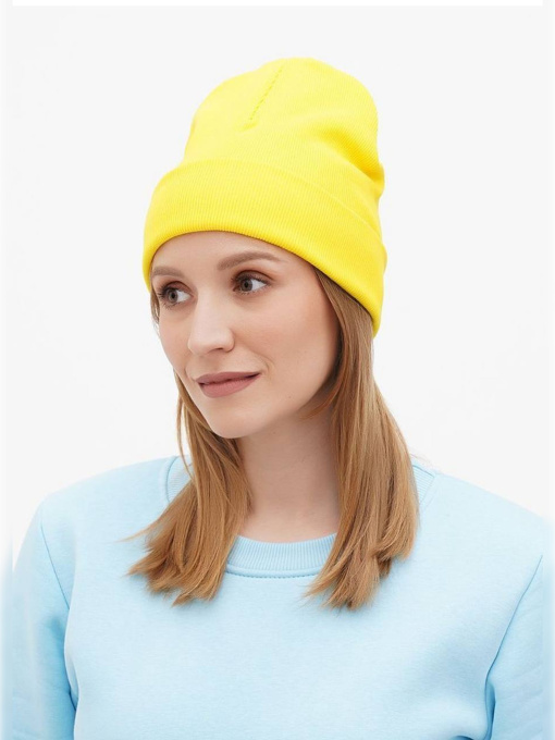 Шапка трикотажная женская жёлтая модель Wn215 Фото