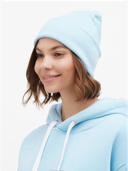 Шапка трикотажна жіноча блакитна модель Wn217 Фото