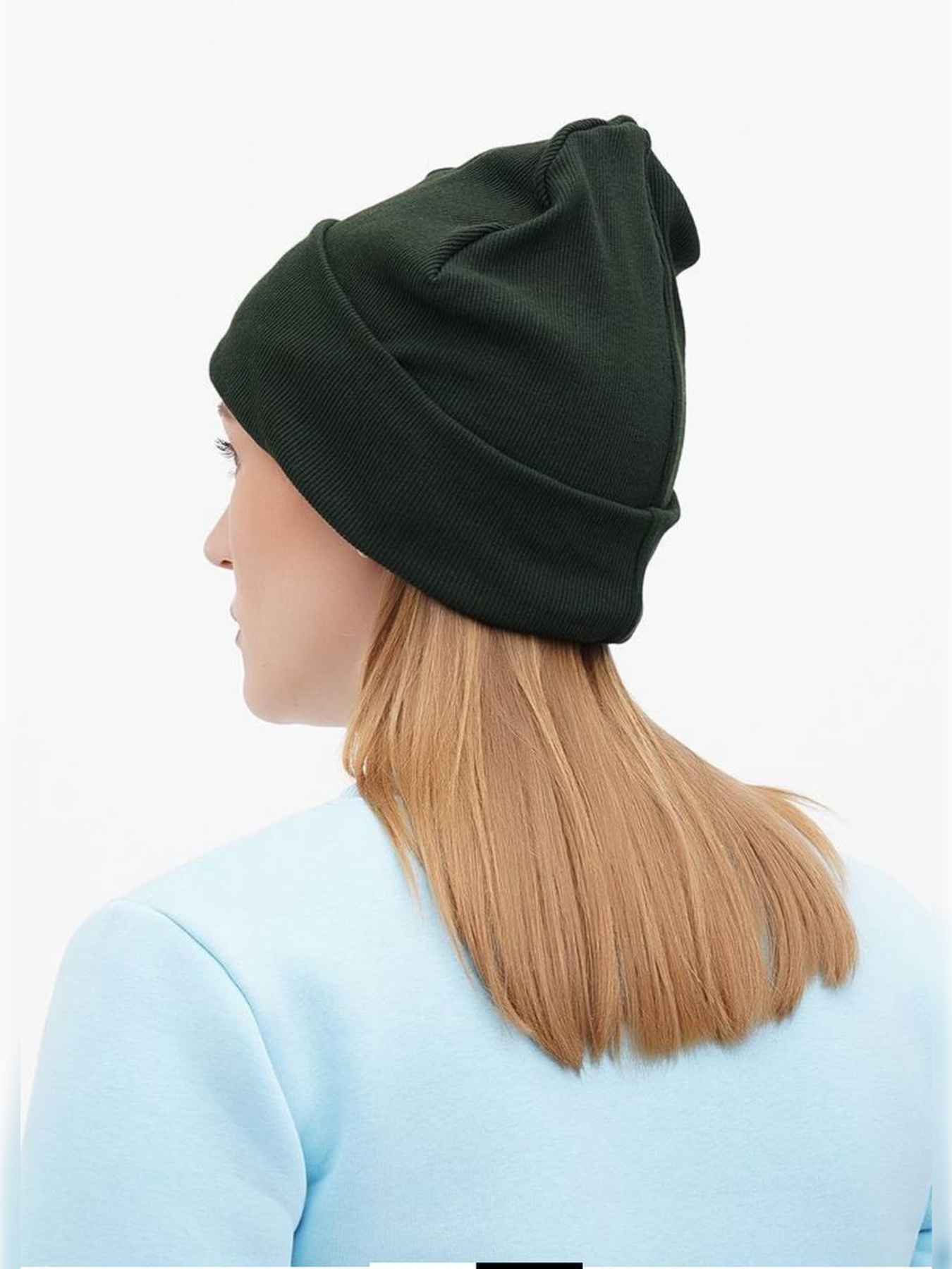 Шапка трикотажна жіноча темно-зелена модель Wn218 Фото