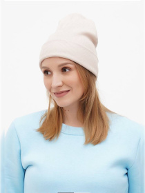 Шапка трикотажная женская бежевая модель Wn220 Фото
