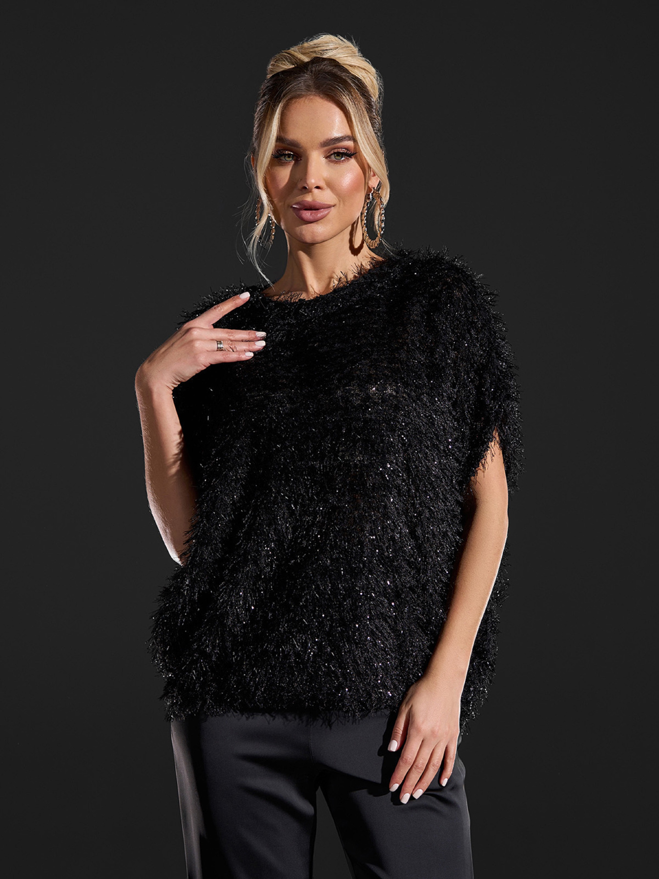 Свитер ISSA Plus модель 15416_черный Фото