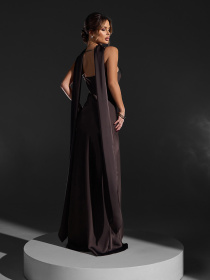 Платье макси ISSA Plus модель 15411_темно-коричневый Фото