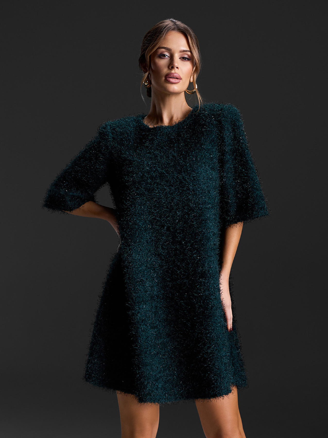 Платье мини ISSA Plus модель 15432_темно-зеленый Фото