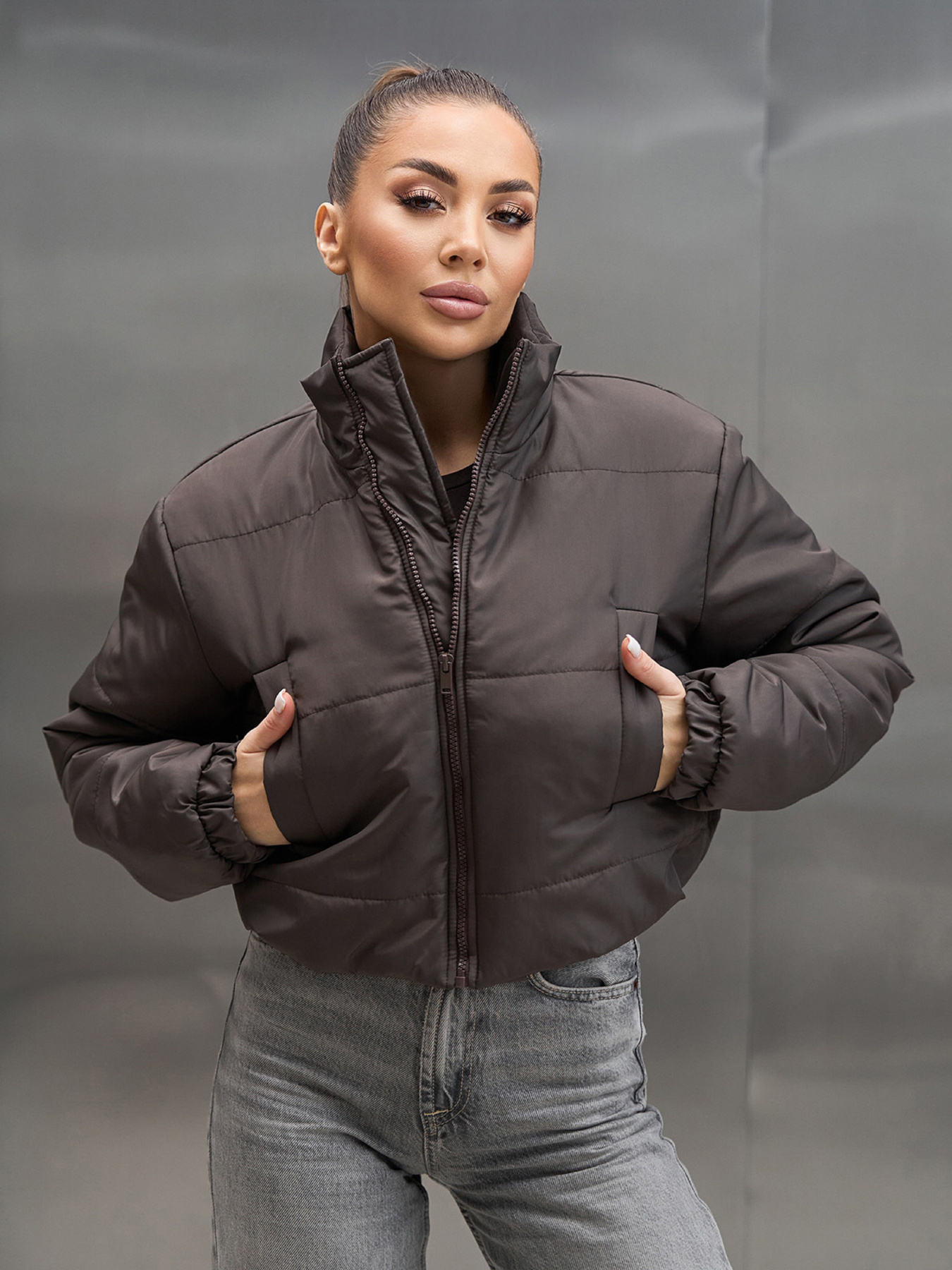 Зимняя куртка ISSA Plus модель 15443_темно-коричневый Фото