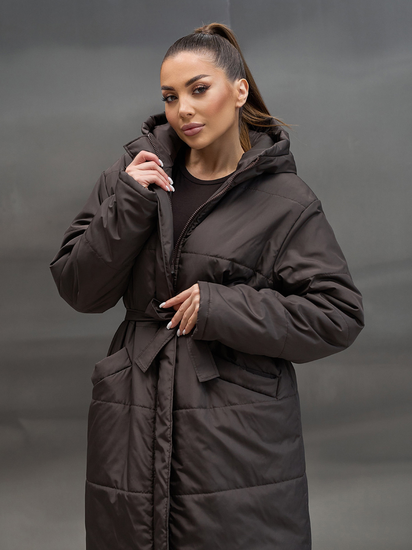 Зимняя куртка ISSA Plus модель 15448_темно-коричневый Фото