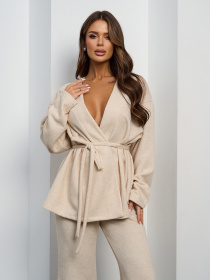Повседневный костюм ISSA Plus модель 15372_светло-бежевый Фото