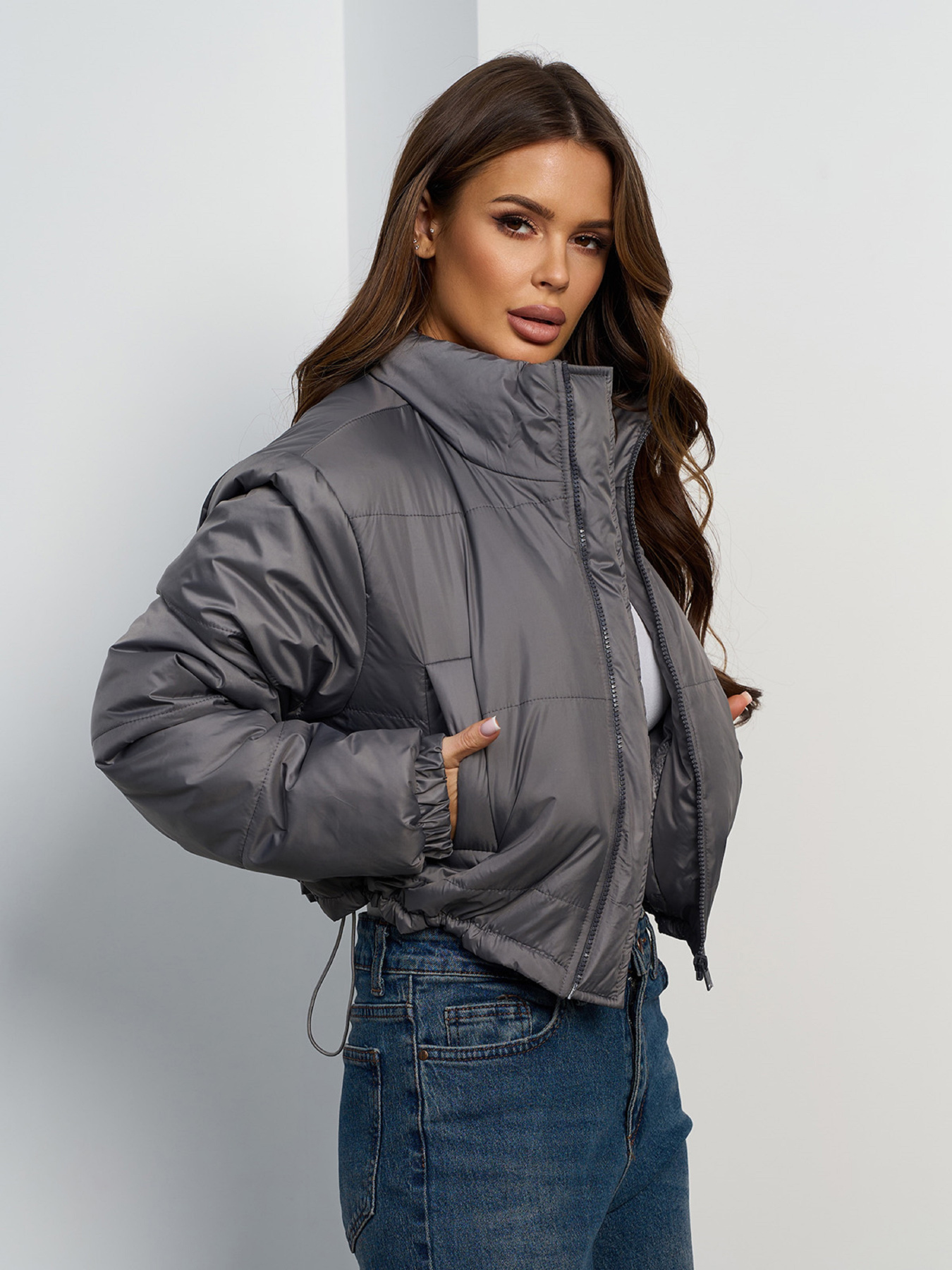 Зимняя куртка ISSA Plus модель 15455_серый Зимняя куртка ISSA Plus модель 15455_серый Фото