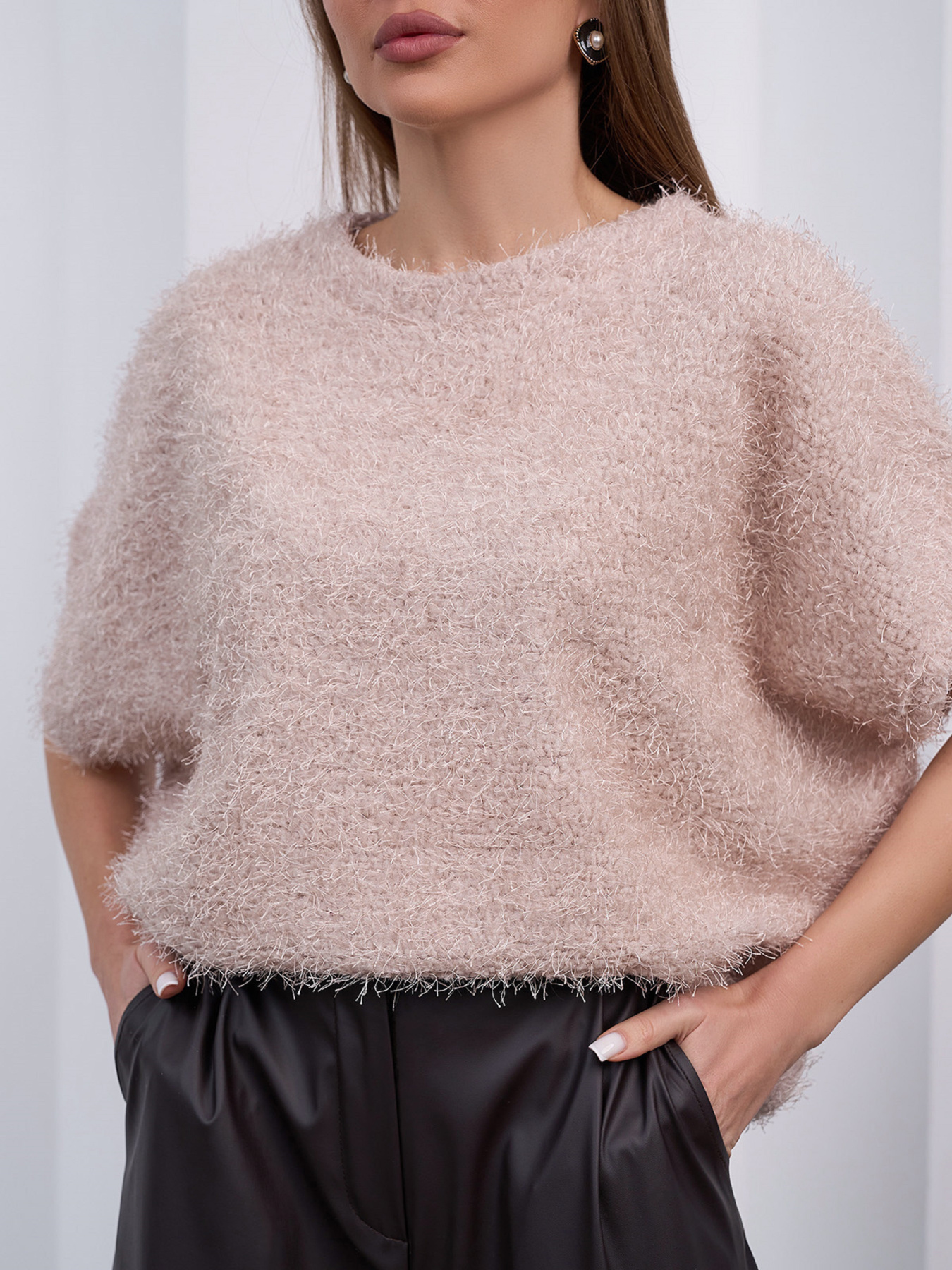 Свитер ISSA Plus модель 15416A_бежевый Свитер ISSA Plus модель 15416A_бежевый Фото