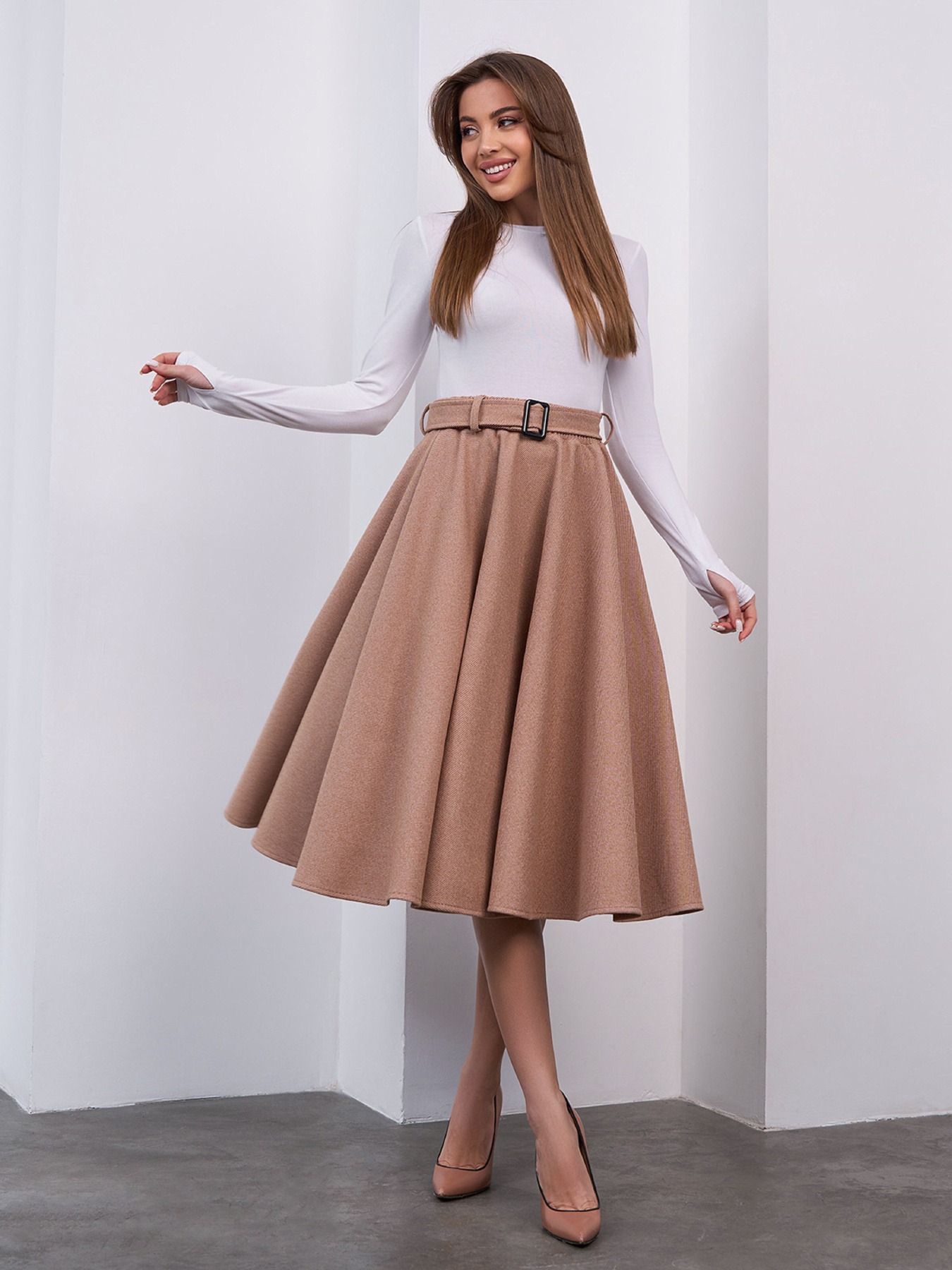Юбки модель 15460_бежевый Фото