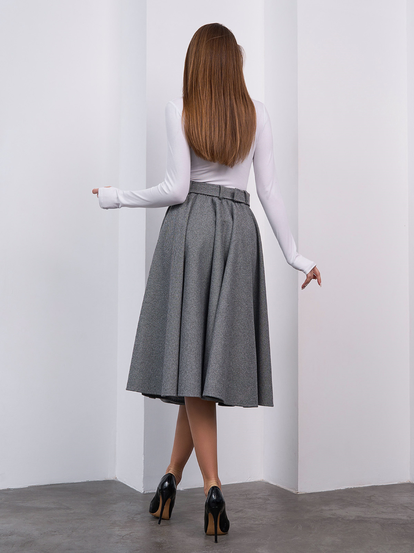 Юбка миди ISSA Plus модель 15460_серый Фото