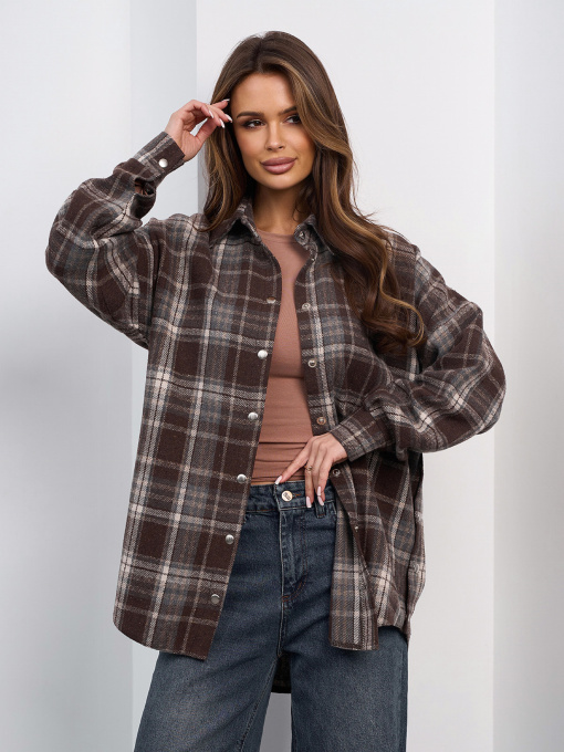 Рубашка ISSA Plus модель SA-684_коричневый Фото