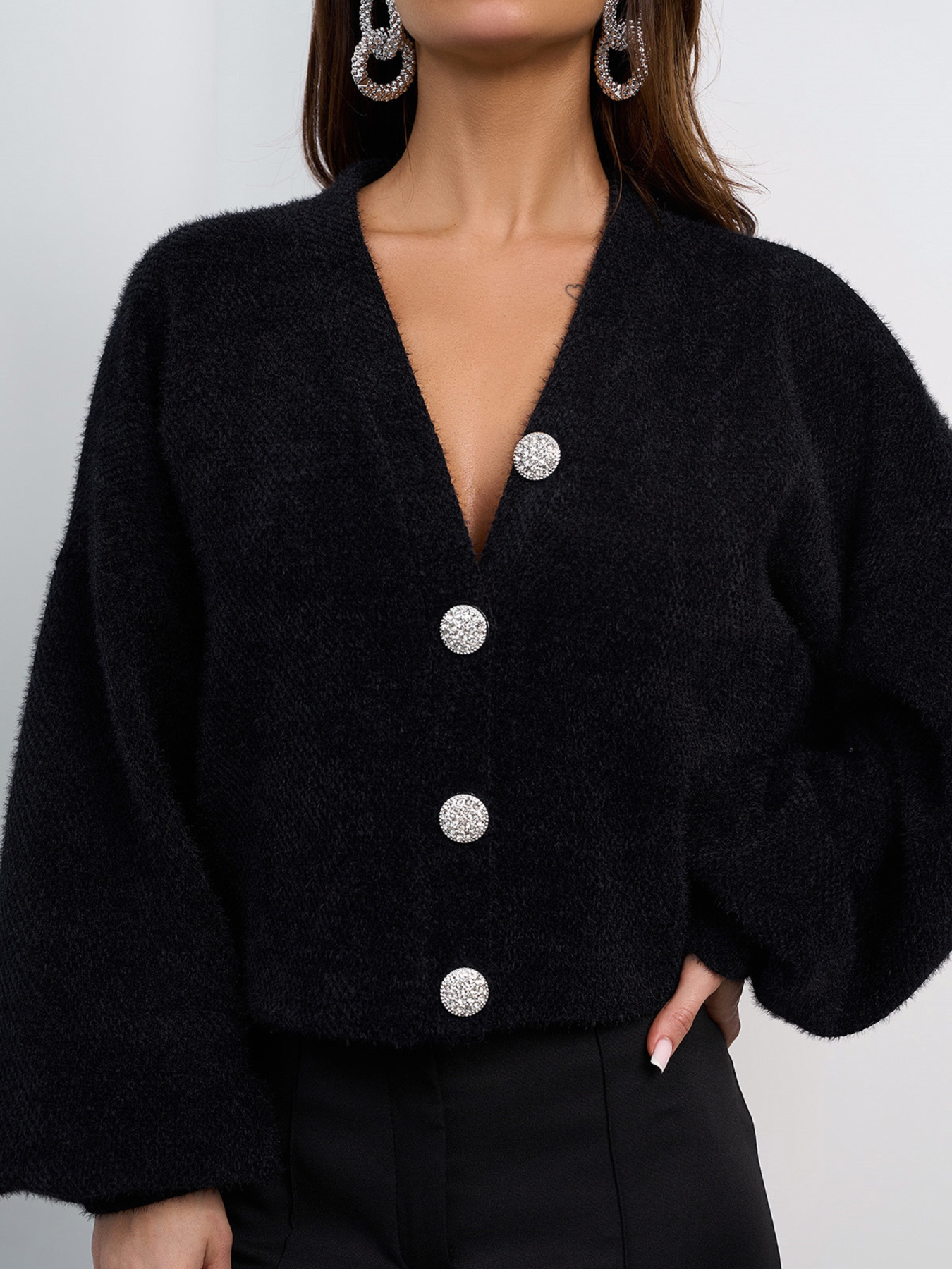 Кардиган ISSA Plus модель SA-692_черный Фото