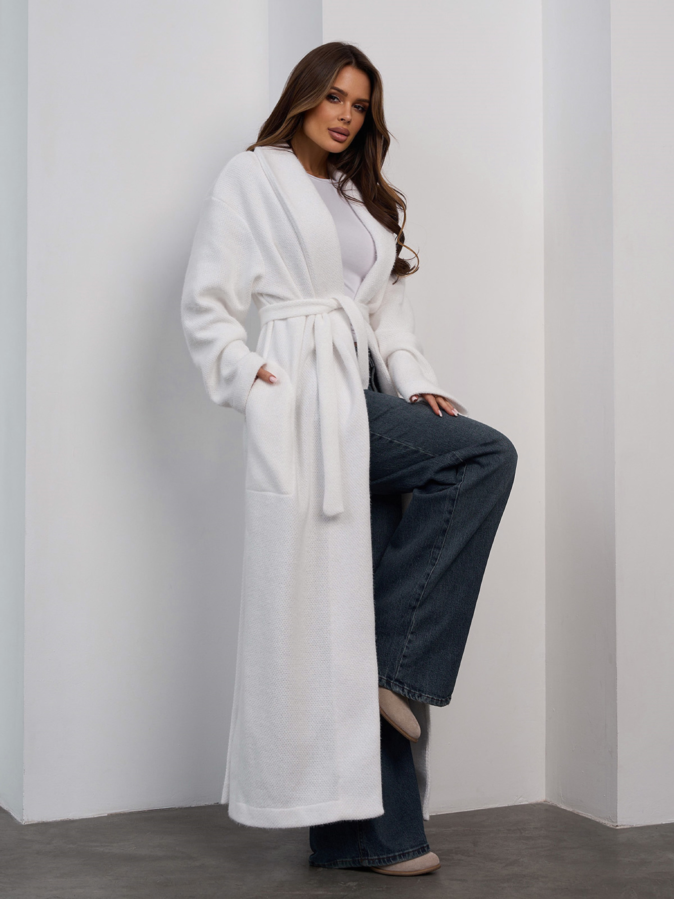 Кардиган ISSA Plus модель 15470_молочный Фото