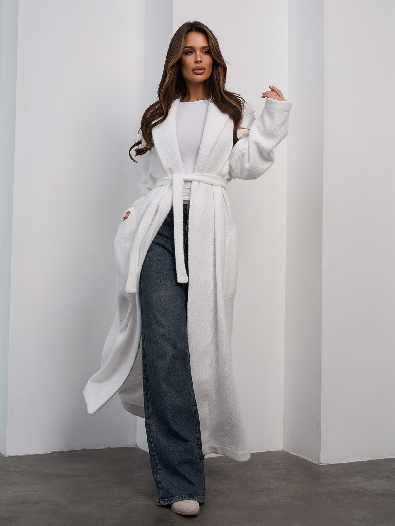 Кардиган ISSA Plus модель 15470_молочный Фото