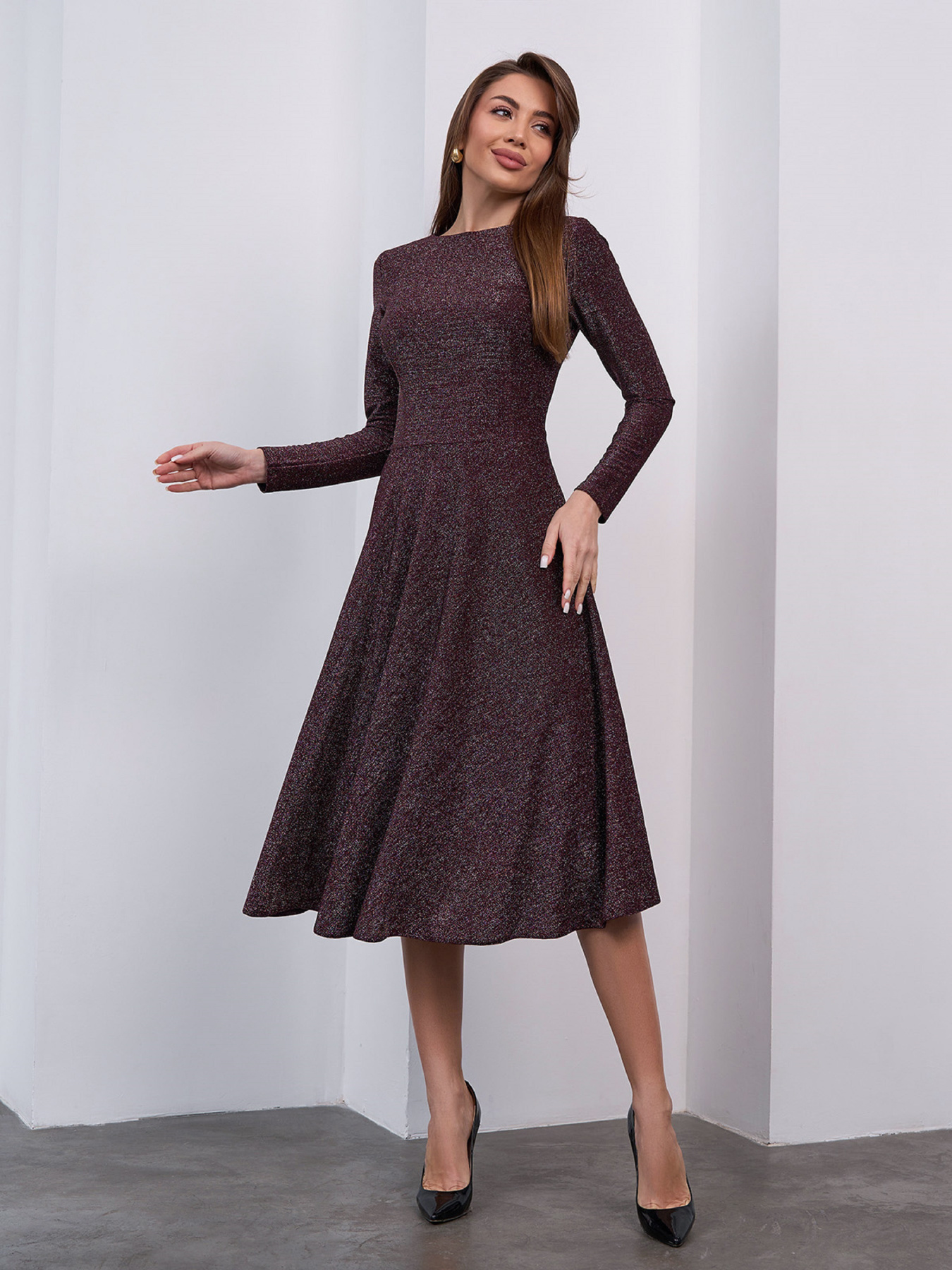 Платье миди ISSA Plus модель 14954A_темно-бордовый Фото