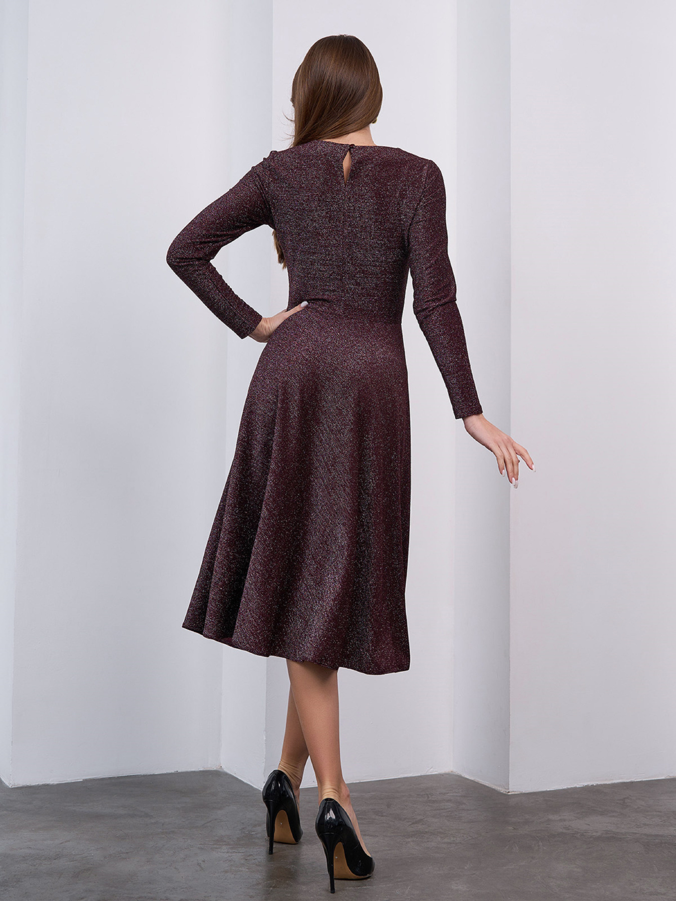 Сукня міді ISSA Plus модель 14954A_темно-бордовый Сукня міді ISSA Plus модель 14954A_темно-бордовый Фото