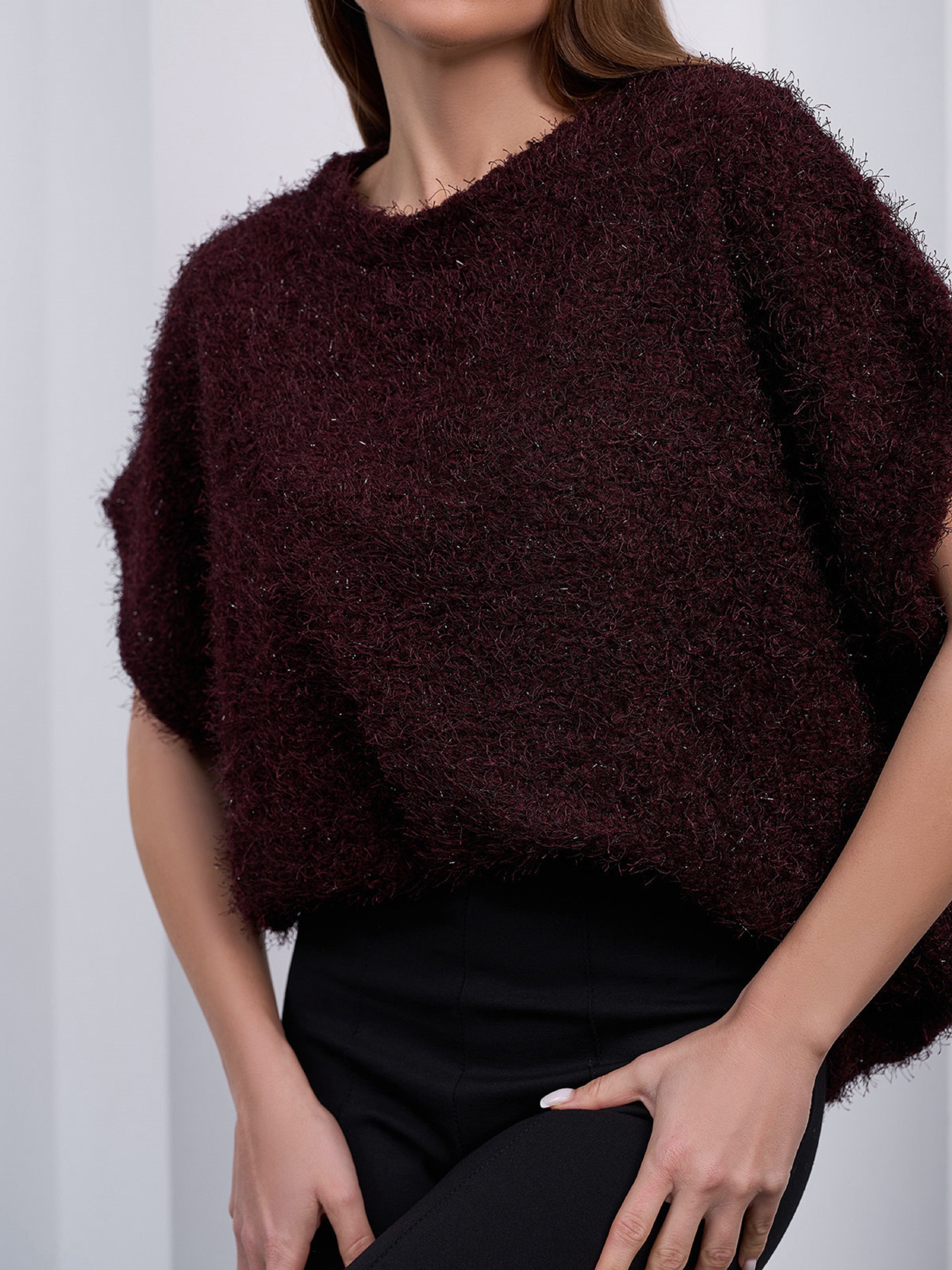 Светр ISSA Plus модель 15416A_темно-бордовый Светр ISSA Plus модель 15416A_темно-бордовый Фото