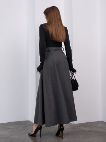 Юбка макси ISSA Plus модель 15458_темно-серый Юбка макси ISSA Plus модель 15458_темно-серый Фото