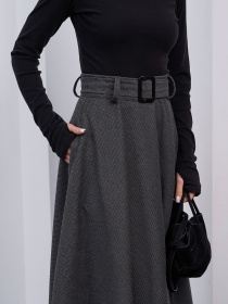 Юбка макси ISSA Plus модель 15458_темно-серый Юбка макси ISSA Plus модель 15458_темно-серый Фото