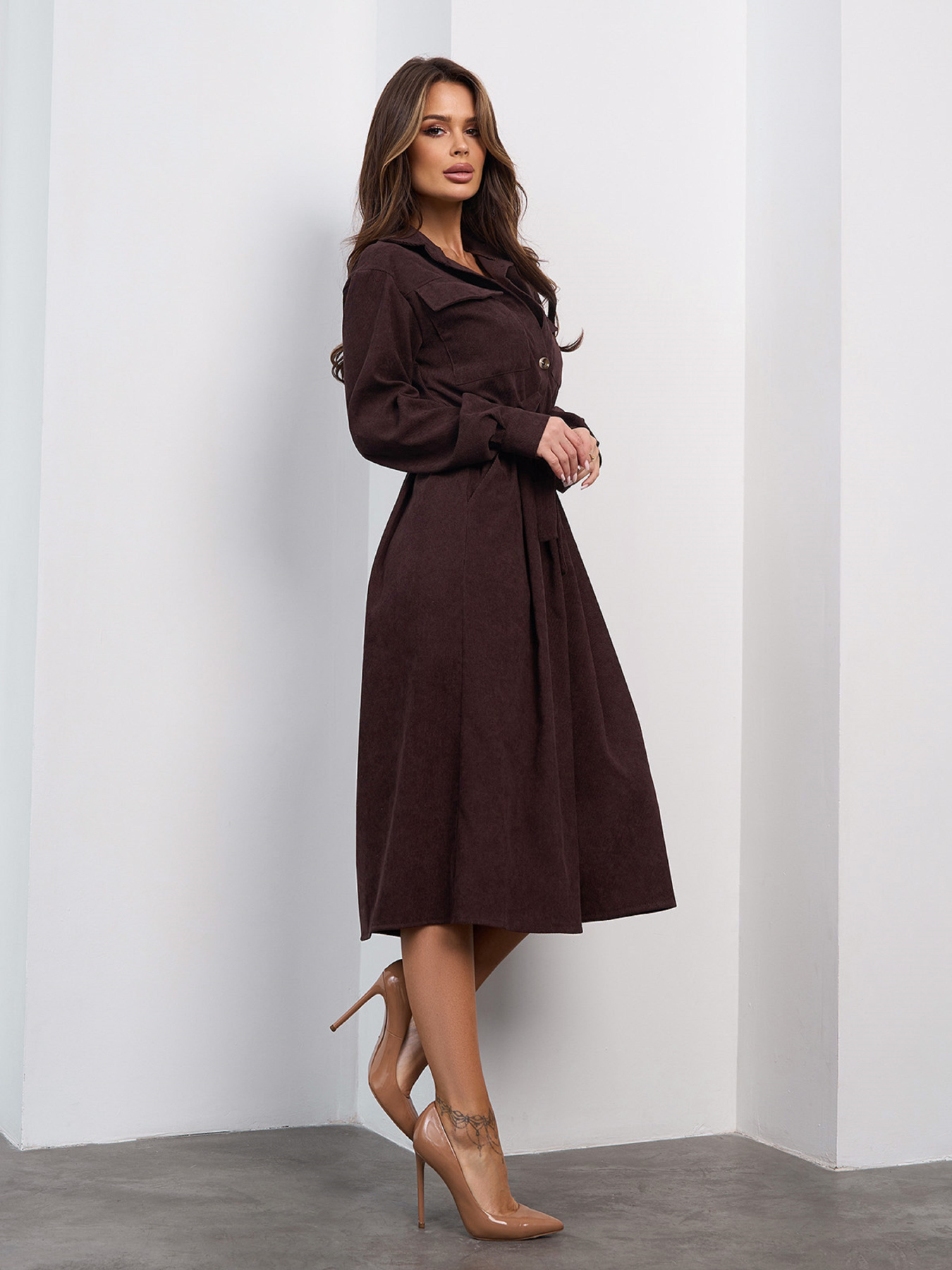 Жіночі сукні модель SA-561_темно-коричневый Жіночі сукні модель SA-561_темно-коричневый Фото
