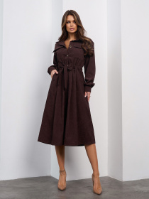 Платье миди ISSA Plus модель SA-561_темно-коричневый Фото