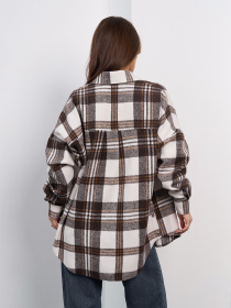 Рубашка повседневная ISSA Plus модель SA-684_белый_коричневый Рубашка повседневная ISSA Plus модель SA-684_белый_коричневый Фото