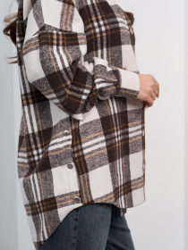 Рубашка повседневная ISSA Plus модель SA-684_белый_коричневый Рубашка повседневная ISSA Plus модель SA-684_белый_коричневый Фото