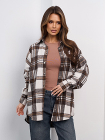 Рубашка повседневная ISSA Plus модель SA-684_белый_коричневый Фото