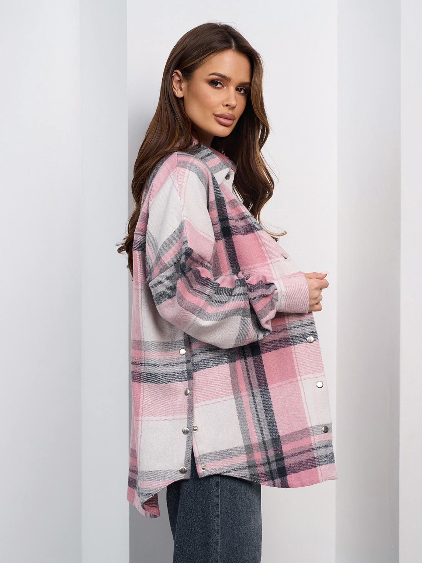 Рубашка повседневная ISSA Plus модель SA-684_серый_розовый Фото