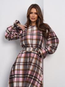 Платья модель SA-691_бежевый_розовый Фото