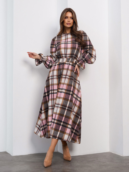 Платья модель SA-691_бежевый_розовый Платья модель SA-691_бежевый_розовый Фото