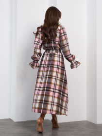 Платье макси ISSA Plus модель SA-691_бежевый_розовый Фото