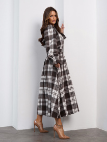 Платье макси ISSA Plus модель SA-691A_белый_коричневый Фото