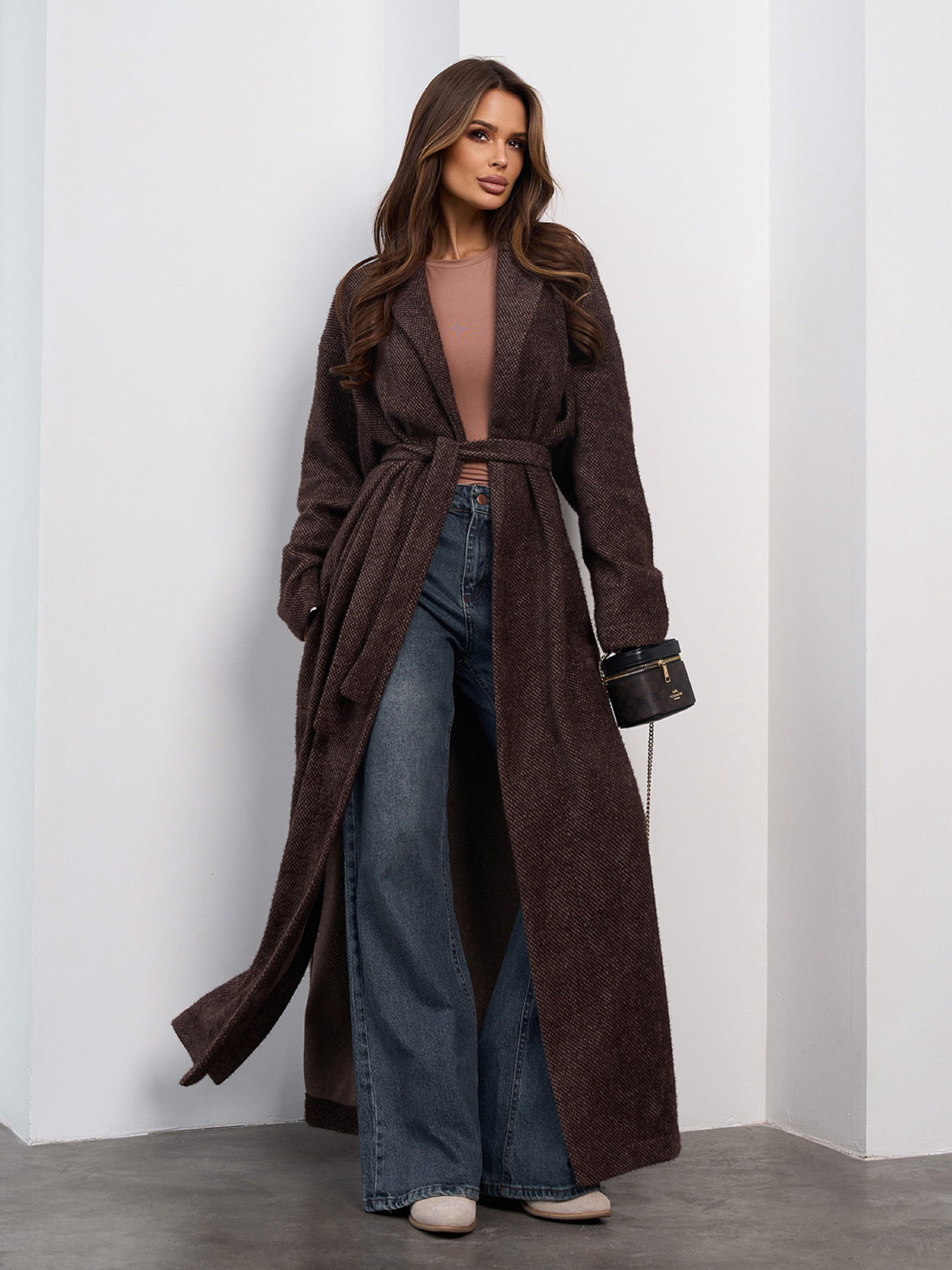 Кардиган ISSA Plus модель 15470_темно-коричневый Кардиган ISSA Plus модель 15470_темно-коричневый Фото