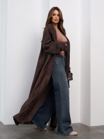 Кардиган ISSA Plus модель 15470_темно-коричневый Кардиган ISSA Plus модель 15470_темно-коричневый Фото