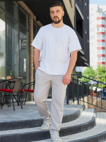 Спортивні штани чоловічі батал світло-сірий модель M92.2.1-795 Фото