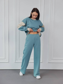 Брюки женские прямые тринитка темно-голубые модель M121.3-281 Фото