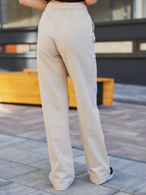 Брюки женские прямые тринитка бежевые модель M121.3-282 Фото