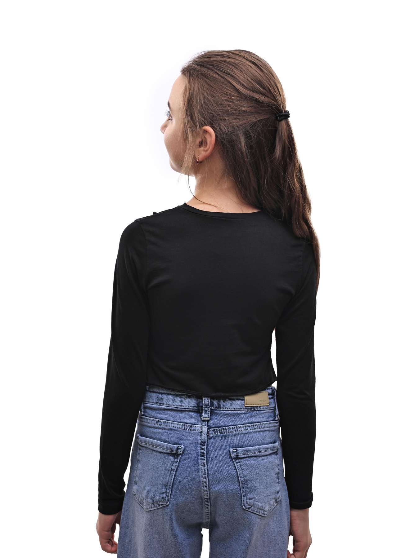 Лонгслів для дівчинки підлітка Чорний СТИЛЬ-В модель 703918 Фото