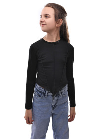 Лонгслів для дівчинки підлітка Чорний СТИЛЬ-В модель 703918 Фото